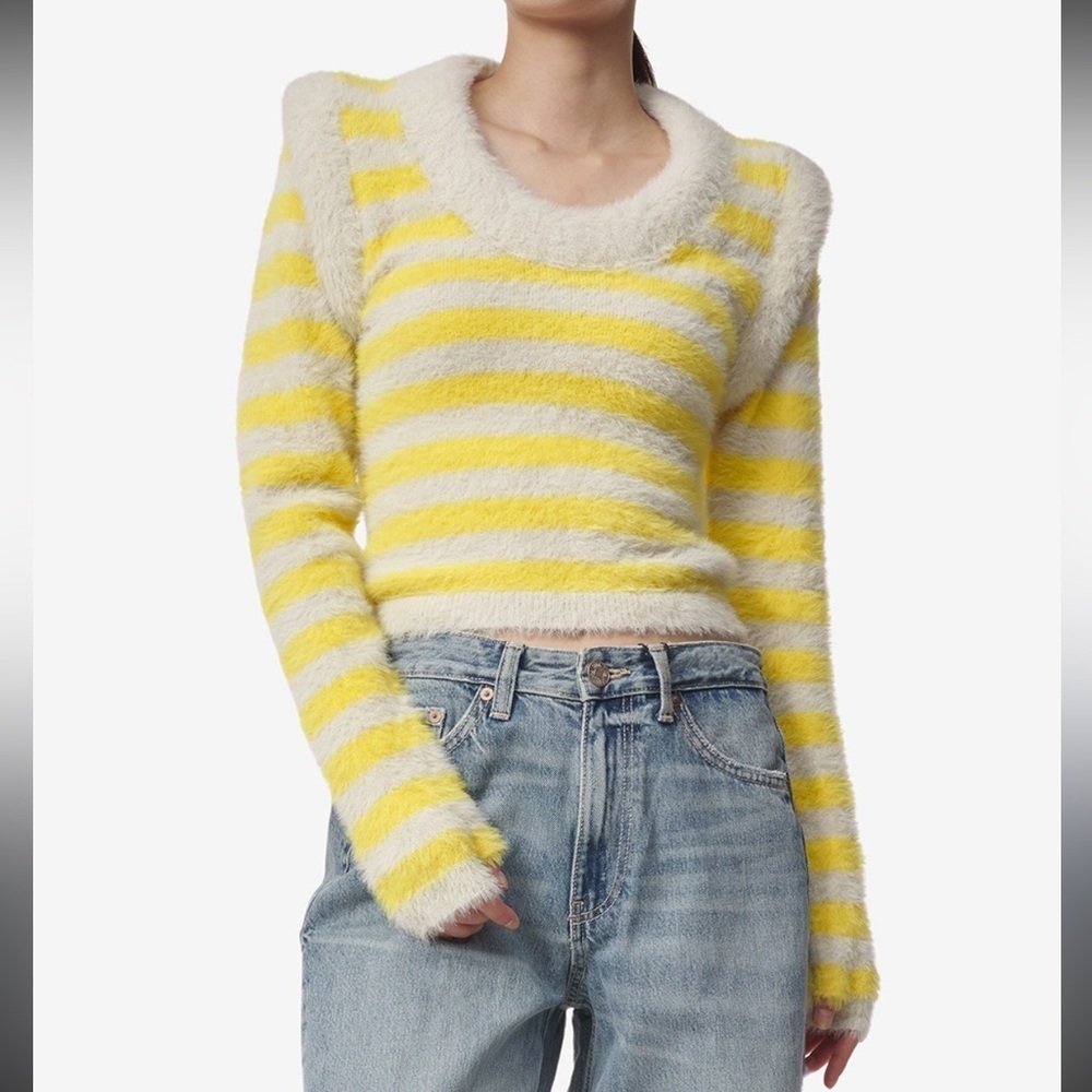 SUNNEI Fluffy Striped Jumper in yellow Medium NWT